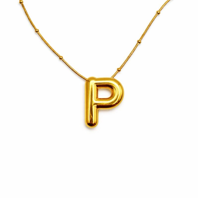 Stainless Steel Satellite Chain “P” Necklace